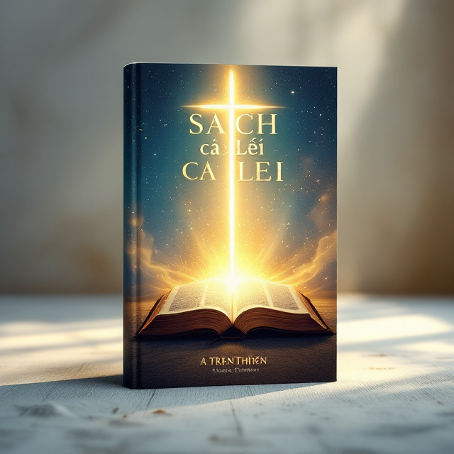 A radiant golden light emerges from an open Bible at the center, symbolizing divine revelation. The Bible is placed against a textured parchment background, reminiscent of ancient manuscripts. In the background, subtle silhouettes of historical Catholic councils (such as Vatican II and Trent) appear faintly, merging with beams of soft, warm light. At the top, a cross shines gently, blending with a heavenly sky gradient of blue and gold.