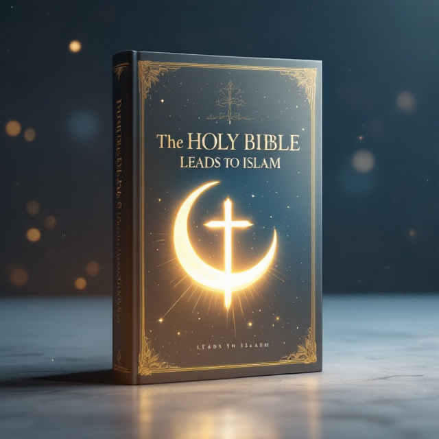 A serene and glowing crescent moon symbol overlaps lightly over a subtly illuminated cross, both surrounded by a background of a starry ethereal night sky. Faint, white guiding rays emanate from both symbols in harmony, leading toward a central point at the top of the cover. A soft gradient of blues and golds creates a mystical and spiritual atmosphere.