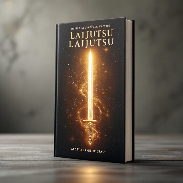 A majestic sword, glowing faintly with a spiritual aura, is vertically centered on the cover against a textured, dark brown background. The sword’s blade emits faint light streaks that subtly transition into abstract spiritual symbols, blending seamlessly into the dark brown texture. The top half features a faint celestial background symbolizing divine power, slightly blurred to maintain focus on the sword. The bottom fades into a subtle canvas-like texture resembling parchment, adding an ancient feel.