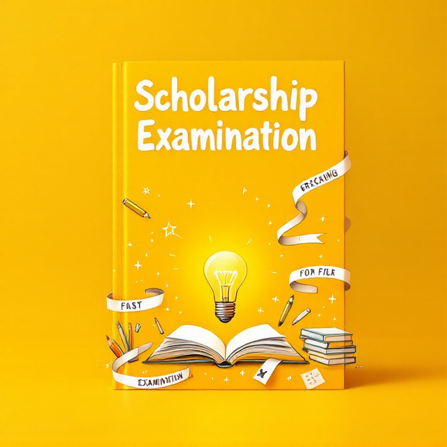 The cover features an engaging, bright yellow background to embody energy and optimism, with intricate, hand-drawn illustrations of books, pencils, and an open notebook surrounding a glowing light bulb in the center. The light bulb symbolizes knowledge and enlightenment. Subtle white text ribbons twist around the illustrations, reinforcing the dynamic and playful design. The background is adorned with faint white doodles of stars, offering a whimsical and child-friendly vibe.