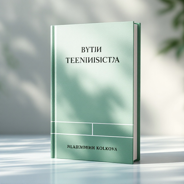 A professional photograph of Владимир Волчков prominently placed in the center of the front cover, slightly offset to the right. The photo styled with a transparent vignette effect to blend softly into the cover. The background features a subtle tennis court texture in light green, fading into grey towards the edges. Clean, white lines of a tennis court subtly appear in the background, enhancing the connection to the tennis theme. On the back cover, a full view of a tennis court in vibrant green with net details situated in focus.