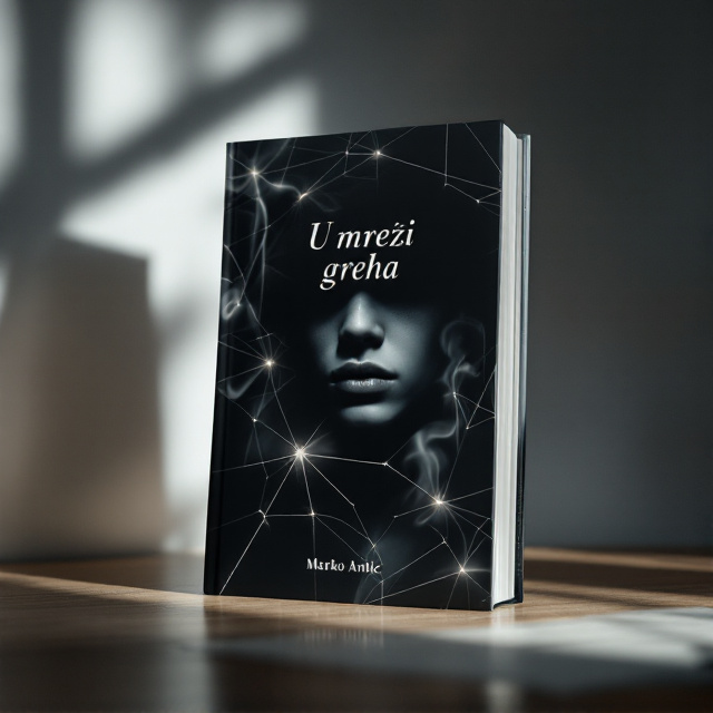 A dimly lit, atmospheric cover featuring a striking central figure – a young adult's face, partially obscured by shadows for an air of mystery. Thin, almost imperceptible web patterns are faintly visible in the background, blending into the darkness. Glowing, minimalist white or silver lines intersect subtly across the web, with soft, faint trails of smoke curling upward to add intrigue. The background remains a dark gradient, transitioning between deep charcoal and black tones, emphasizing the mood of suspense and seduction.