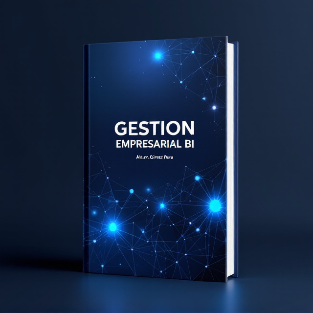 A sleek and modern design featuring a digital-inspired abstract pattern in shades of dominant blue tones, symbolizing technology and business intelligence. The background has subtle gradients with interconnected nodes or geometric shapes to suggest data-driven decision-making. The title is prominently displayed in the center while the author's name is positioned at the bottom.