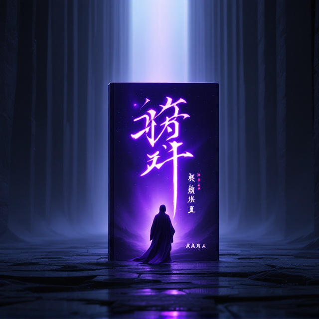 The background features a vertically aligned, endless series of deep dark abysses stretching downward into shadows, creating an unsettling yet mesmerizing visual of depth. Each abyss glows faintly at its edges with an eerie purplish hue that becomes dimmer with each layer, enhancing the infinite feel of the descent. In the foreground stands a solitary figure clad in a flowing purple robe, their back turned to the viewer. The robe appears slightly tattered, flowing like mist as though dissolving into the shadow. The figure gazes down toward the voids, emitting an aura of unwavering solitude and melancholy. The overall color palette merges shades of black, indigo, and muted purple, with subtly glowing accents to suggest magic or otherworldly elements.