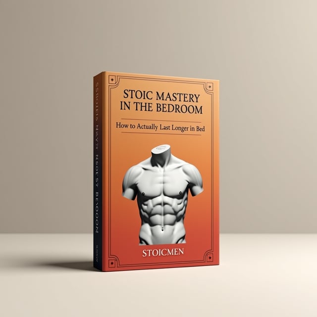 A clean, modern design featuring a symbolic image of a Greek sculpture’s torso (exuding masculinity and stoicism) placed in the center. The background is a gradient of warm tones dominated by the primary color #e4ac1d, fading slightly darker toward the edges. Subtle geometric patterns and clean lines frame the artwork.