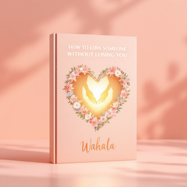 Soft pastel tones of pinks and peach dominate the background, creating a warm and inviting ambiance. At the center, a heart-shaped silhouette is outlined using soft floral illustrations. Inside the heart, there is a depiction of two intertwined hands, one male and one female, symbolizing connection and love. A golden sunshine glow radiates slightly behind the heart silhouette. The author's name appears at the bottom with a gentle script overlaying horizontally brush-stroked texture.