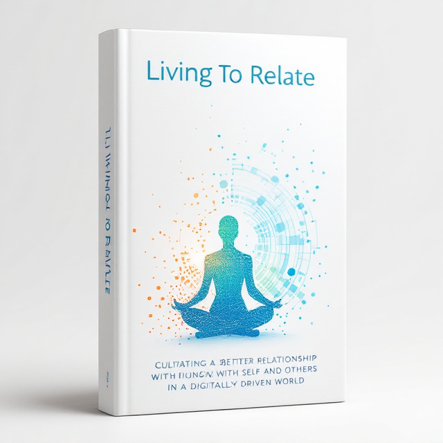 A serene, digitally-rendered silhouette of a human figure sitting cross-legged, fragmented into pixelated pieces on one side, symbolizing disconnection due to the digital age. The pixels dissolve into a soft gradient of white and light blue, fading into the background. The figure's other half blends into softly glowing, interconnected circular lines representing self-awareness and connection. The background is clean and minimal, predominantly white, with subtle splashes of light green to introduce a sense of calm and growth.