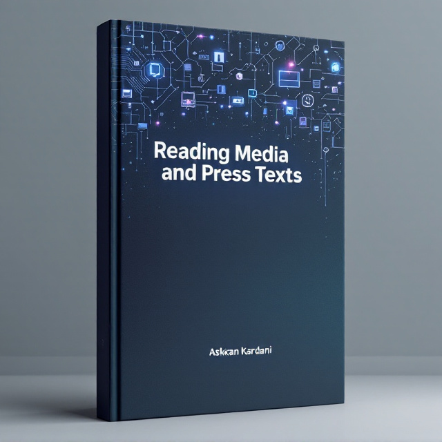 A sleek and modern design featuring a composition of interconnected abstract shapes resembling a digital network on the top half of the cover. The background is a gradient of deep blue fading into steel gray, emphasizing a professional, scientific tone. Overlaid on the shapes, faint outlines of traditional media devices (newspaper outlines, radios, computer screens) intertwine with lighter, high-tech graphics like glowing circuits.