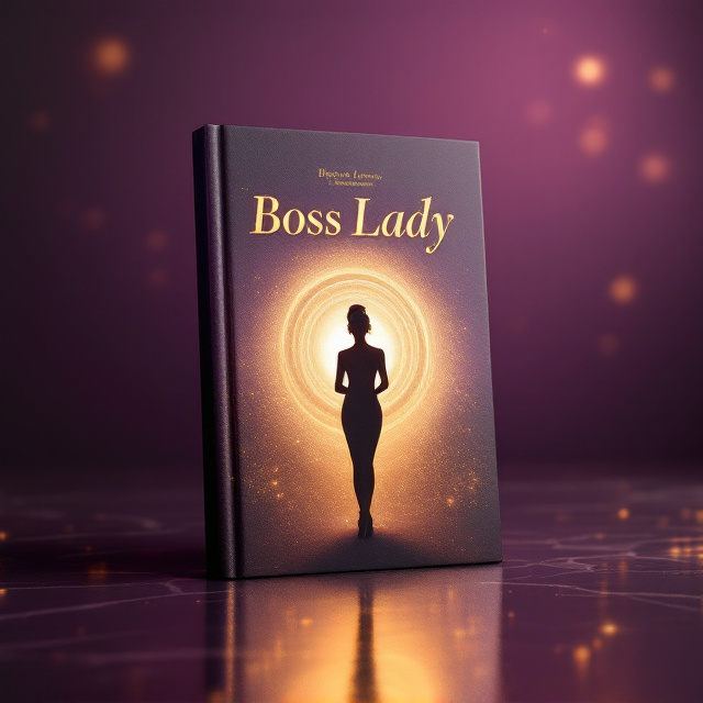 A shadowed yet radiant silhouette of a poised and powerful woman standing in a soft golden light, with a subtle halo-like circular aura surrounding her head. A textured background featuring a gradient transition from deep violet at the top (denoting power and mystery) to a divine white glow at the bottom. A faint overlay of inspiring handwritten quotes drifting gently in the background, barely legible but adding depth.