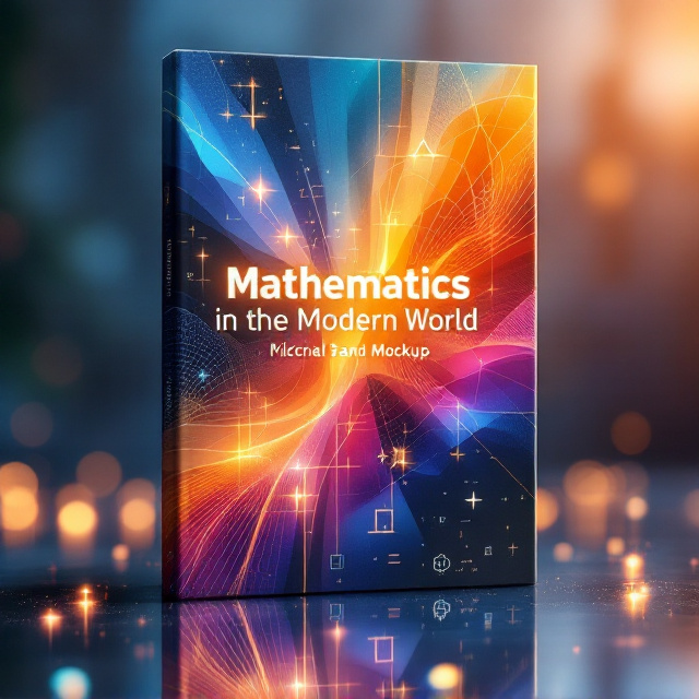 A dynamic explosion of color blending vibrant hues of blue, orange, yellow, and purple, symbolizing the artistic energy of mathematics. The cover showcases silhouettes of geometric shapes, mathematical equations, and symbols (π, Σ, √, ∞) interwoven into an abstract, dynamic wave pattern. Thin, glowing lines form angular grids and curves that pulse outward from the center, creating visual depth.