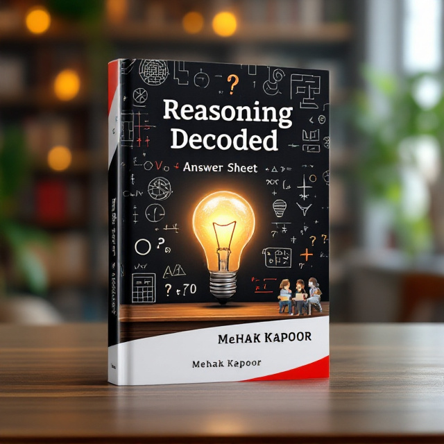 The cover features a central glowing light bulb illuminating a blackboard in the background filled with hand-drawn puzzle patterns, mazes, mathematical equations, and question marks. Below the bulb, there is a subtle image of an answer sheet blending into the lower portion of the cover. On the right side, a group of students seated with books and a teacher standing beside them is silhouette-style imagery. Hints of red accents appear around the edges of the glowing bulb and certain educational icons, adding vibrancy. The background has a gradient of white transitioning into soft red tones at the edges, giving the design depth and energy.