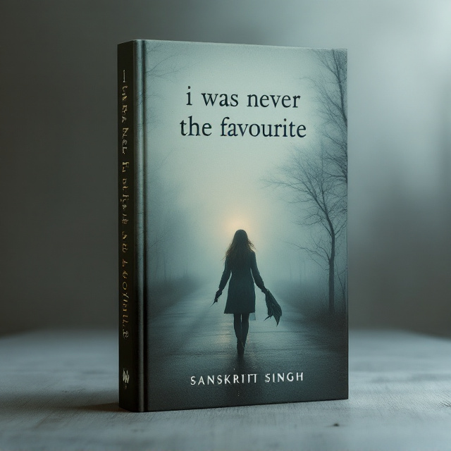 A solitary figure of a woman walking along a foggy, deserted road, her back to the viewer. She is holding a soft, tattered scarf in her hand that catches a faint breeze. The background is blended with chilling shades of grey, pale blue, and muted brown, symbolizing sadness. Faint images of shattered glass and faded handwriting swirl lightly in the mist, creating a mysterious undertone. A dim, glowing light in the distance suggests healing and hope.