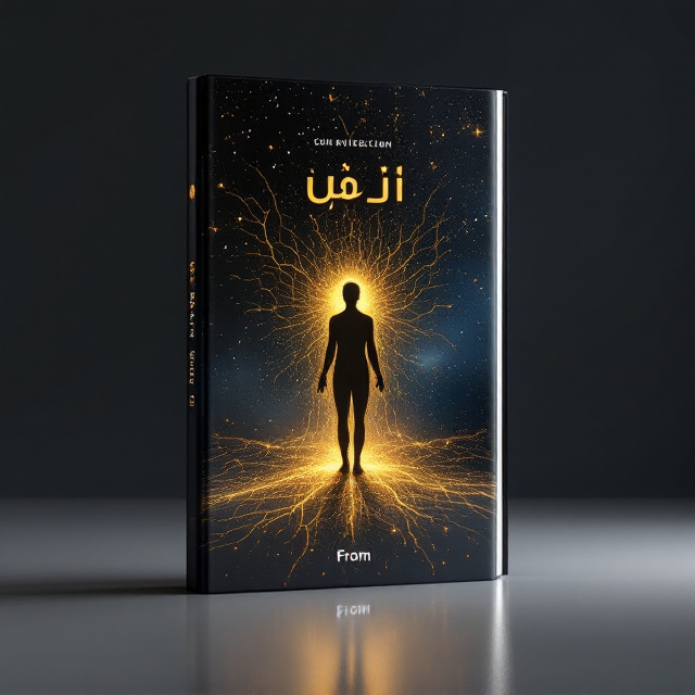 A silhouette of a human figure stands in the center of the cover, depicted in a reflective, meditative pose. Radiating out from their head are glowing, neuron-like golden threads that resemble a network of nerves, spreading subtly throughout the body. The background features a cosmic vista with a gradient of deep black transitioning to rich dark blue and scattered stars, invoking a sense of infinite possibility. The human figure is positioned as if floating within this cosmic realm, grounding the illustration in mystery and depth.