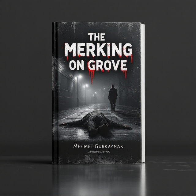 The book cover features a dark, desaturated grey hue dominating the background, with subtle, ominous lighting that creates a haunting and suspenseful atmosphere. The primary scene showcases a cold and dimly lit image of Ladbroke Grove Station, distorted slightly to give an unsettling perspective. In the foreground, a man is lying motionless on the ground, dressed in tattered clothing, with a machete gruesomely lodged in his chest. Blood is vividly splattered across the floor, streaking towards the edges of the cover and leading the viewer's eyes to a discarded Glock handgun nearby. A faint mist permeates the scene, and shadows loom heavily, enhancing the feeling of fear and mystery.