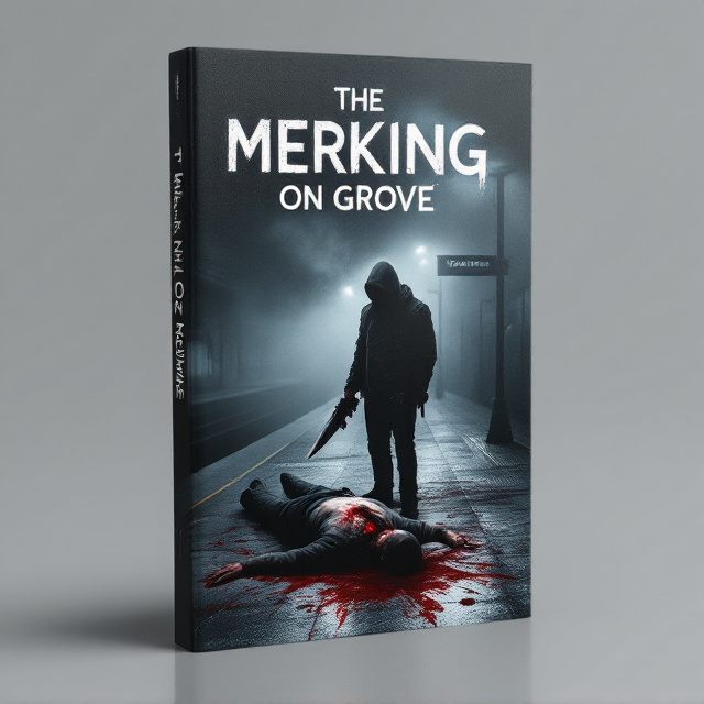 The cover portrays a dimly lit scene of Ladbroke Grove Station at night, shrouded in mist and a greyish hue dominating the atmosphere. In the foreground, a man lies motionless on the floor, a machete gruesomely embedded in his chest. Standing over him is a dark figure wearing a hood and balaclava, his face shadowed, holding a smoking gun lowered by his side. The blood from the victim spreads subtly on the station platform, contrasting with the dull, subdued tones of the background. The overall tone is cold and foreboding, amplified by a gritty texture overlay to enhance the suspenseful mood.