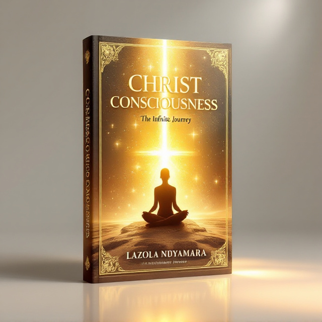 A glowing golden aura frames the silhouette of a meditative figure seated beneath a radiant cross. The background is a soft gradient of earthy tones shifting into celestial light, symbolizing the connection between earthly existence and divine transcendence. Subtle vintage textures and faint celestial patterns overlay the background for depth.