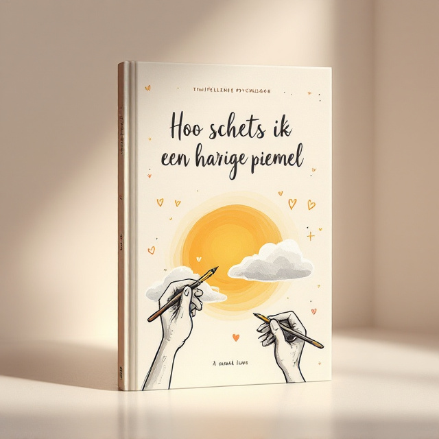 A playful illustration of a whimsical, light-hearted romantic scene. In the background, there are soft pastel-colored clouds floating across a sunset-lit sky, and two sketch-style hands are humorously attempting to 'artfully' draw on a canvas. Subtle heart and flower doodles are scattered across the sunny composition. A small golden sparkle is added to each element for a lively and charming touch.