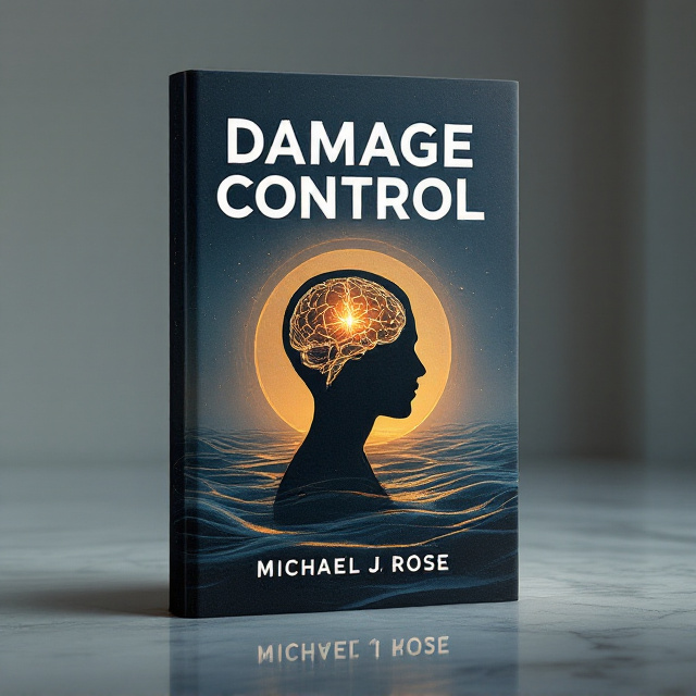 The cover features a solitary human silhouette placed in the center of the design, with a faintly glowing, fractured brain symbol set within the head. The brain radiates subtle cracks and ripples, softly blending with the background. The color palette incorporates deep blues and gradients of gray to convey somber tones, balanced by hints of warm gold and a soft dawn-like glow emanating from behind the figure, evoking hope and resilience. Textured, abstract waves or energy patterns subtly fill the background, adding depth without overwhelming the central focus.