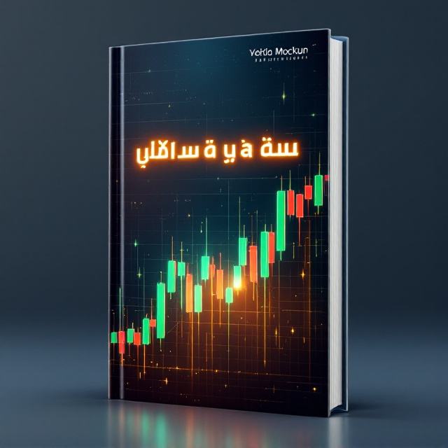 The cover depicts a glowing candlestick chart pattern with green and red candles ascending dramatically from the bottom-left corner towards the middle-right. A soft gradient transitions from deep navy-blue at the bottom to a futuristic silver-white at the top, evoking intelligence and finance. Faint data lines and grid overlays rest subtly in the background, surrounded by small, transparent financial icons (e.g., arrows, charts). A golden glow emanates behind the title text, symbolizing wealth and mastery while drawing the reader's attention.