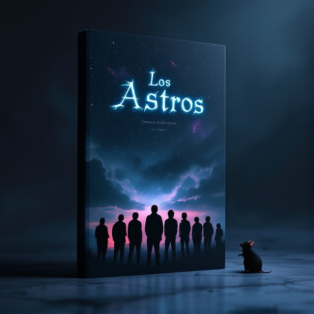 A vast, dark, cloudy nighttime sky dominates the cover, with ethereal stars and faint streaks of purple and blood-red illuminating parts of the clouds. Silhouetted against this haunting sky are ten shadowy adolescent figures standing in eerie formation, their backs to the viewer, gazing upward. In the foreground, the faint shadow of a rat looms larger than life, slightly distorted as if cast under an ominous light.