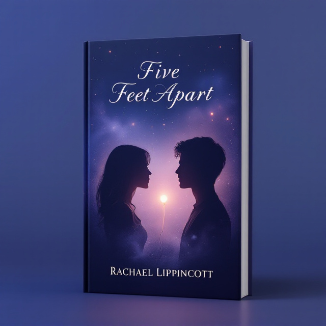 A softly fading background of twilight blue and muted purples, representing hope and sadness, with the silhouettes of two figures facing each other but separated by a thin, glowing five-feet gap. Lush ethereal mist swirls lightly around them representing their fragile connection. A softly glowing breathing device is the focal point between the figures, radiating warmth, as the faint spark of life keeps them connected. Subtle stars twinkle above in the distance, enhancing the fantasy element.