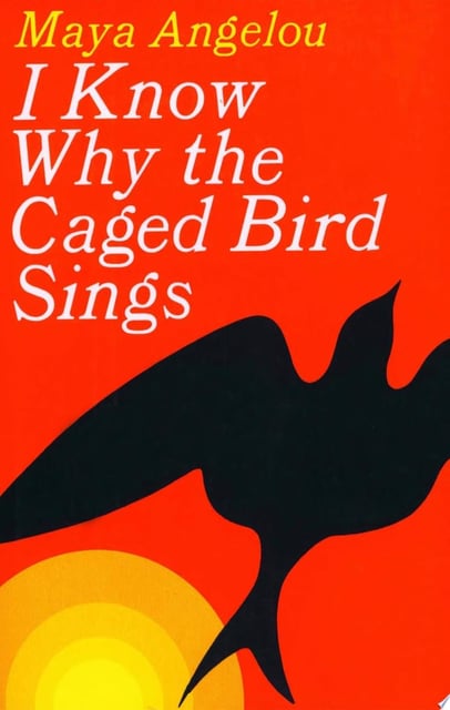 The cover uses a bold black silhouette of a bird against a vivid red background, symbolizing the central theme of freedom versus captivity. A yellow sun at the bottom gives a sense of warmth and hope.