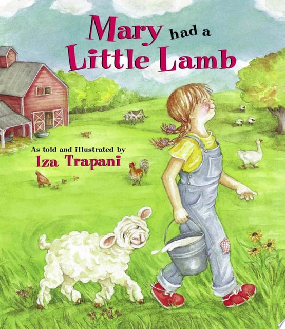 The cover showcases a pastoral scene with a lamb and a child, surrounded by farm animals and greenery, evoking a sense of adventure and happiness.