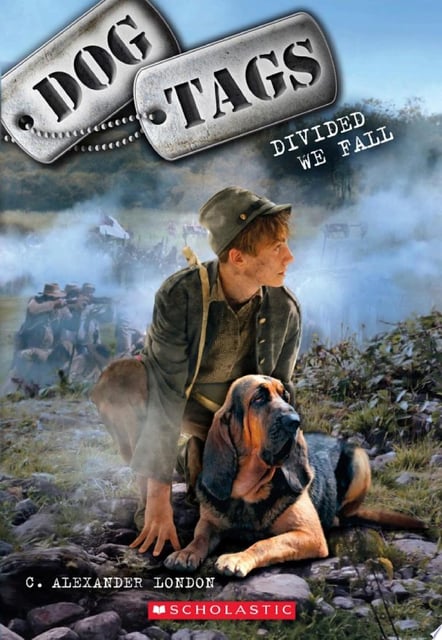 The original cover features a young soldier with a dog, set against a blurred battlefield and dog tags prominent at the top.