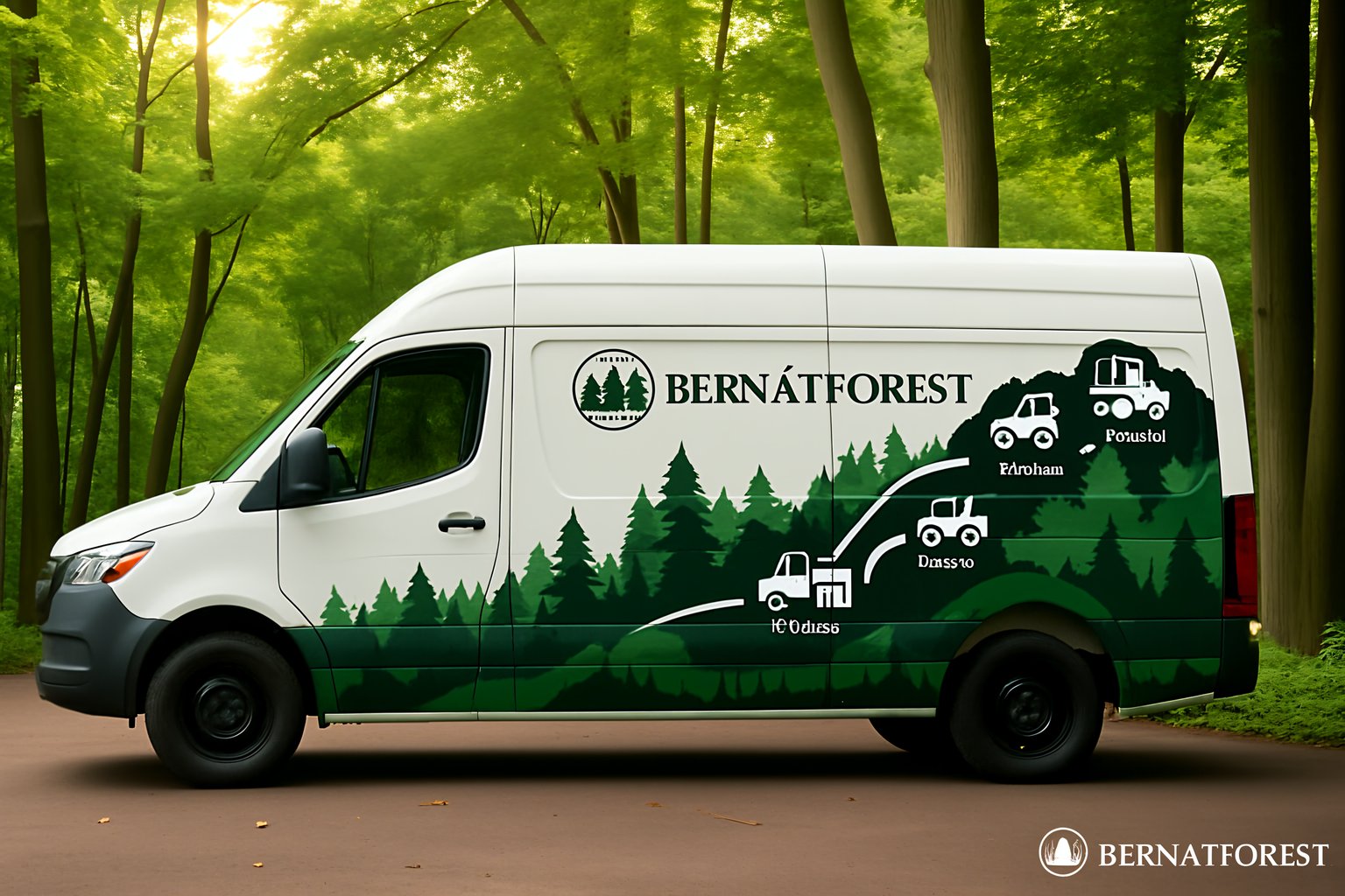 Forestry Van Wrap with Green Process Diagram