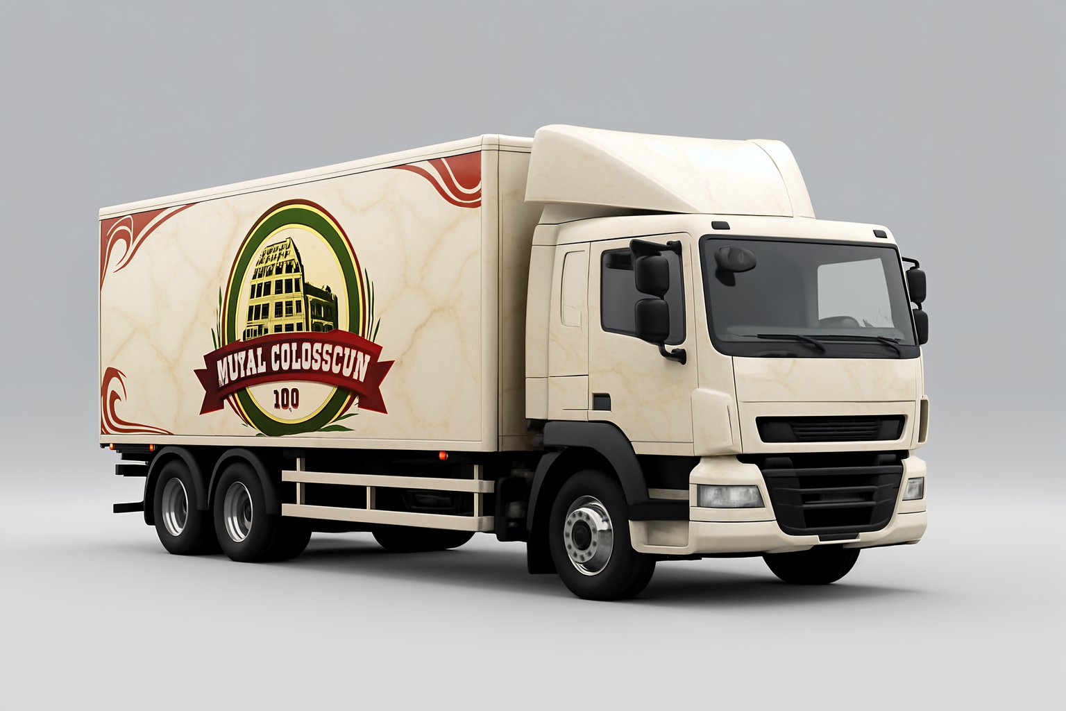 Italian Food Truck with Rustic Beige Wrap Design