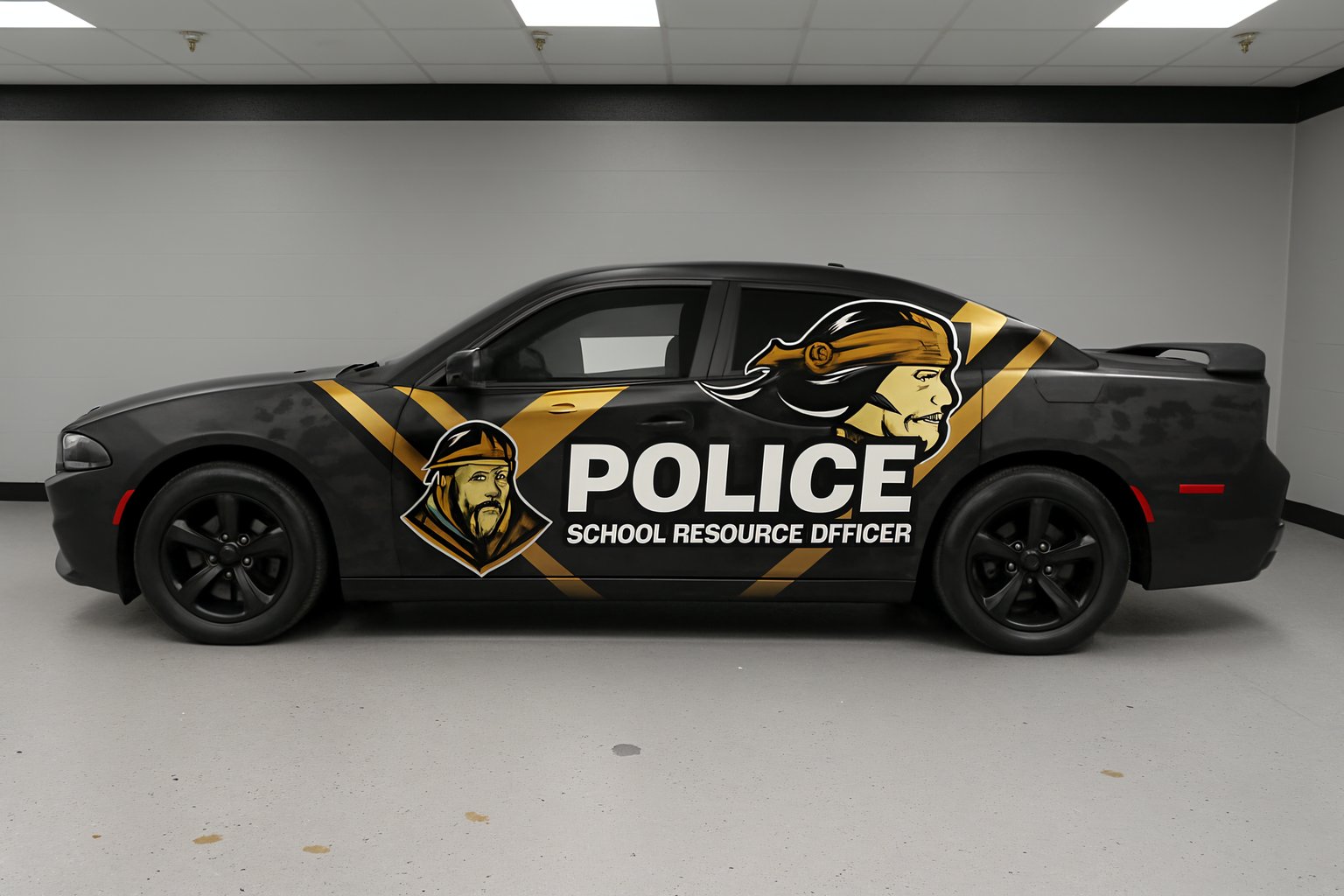 Black and Gold Digital Camo Police Patrol Car Wrap