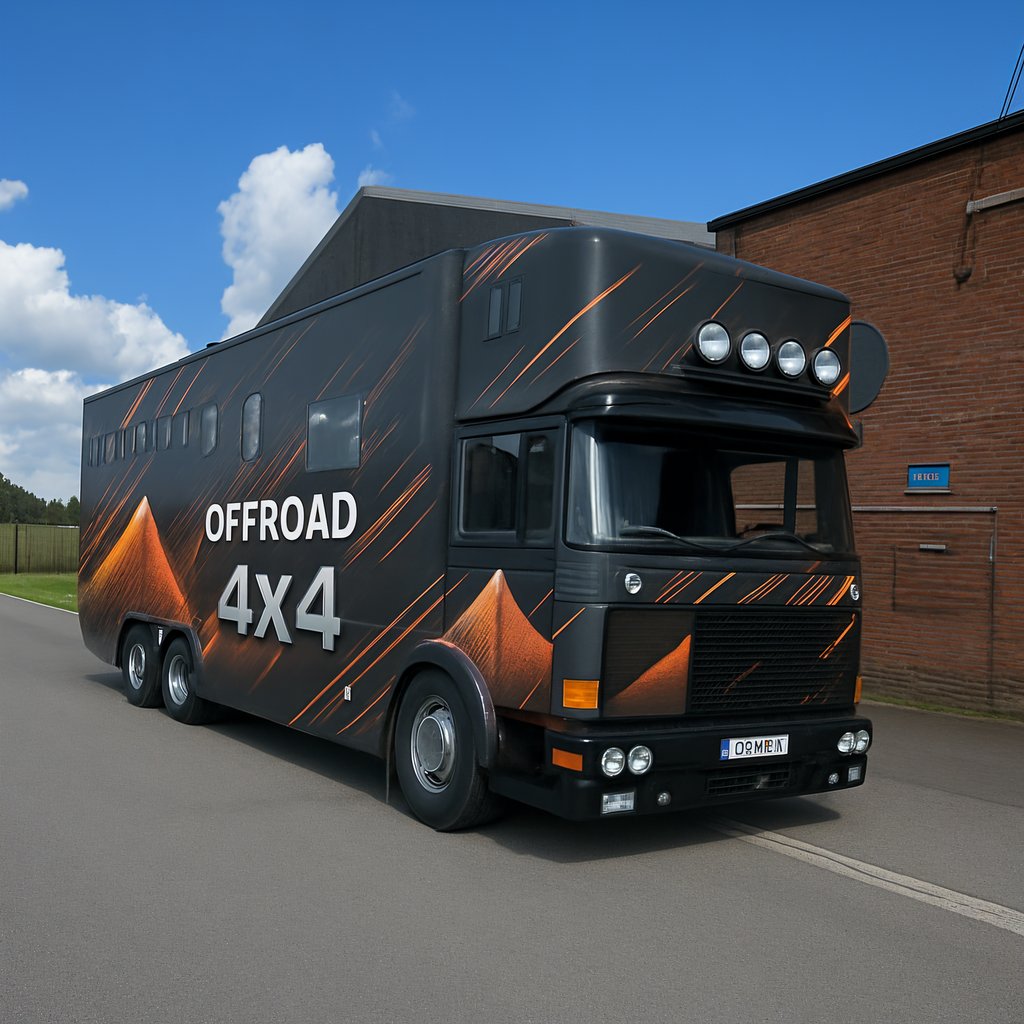 Stylish Offroad 4x4 Camper with Black and Orange Wrap