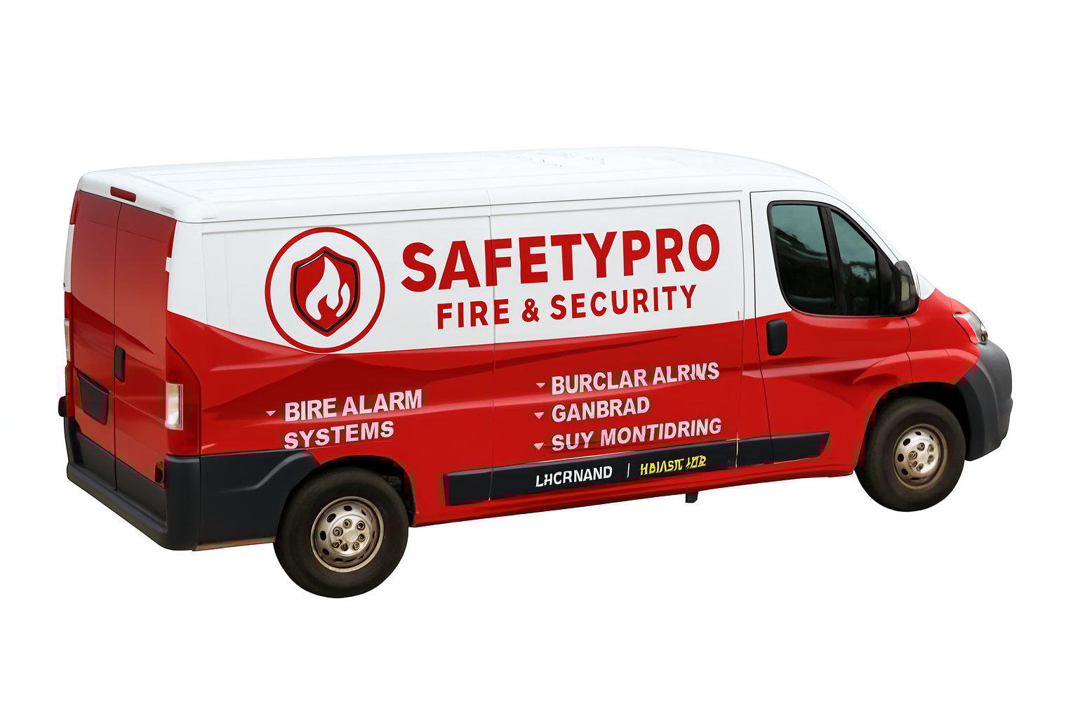 Red and White Security Van Wrap with Shield Logo