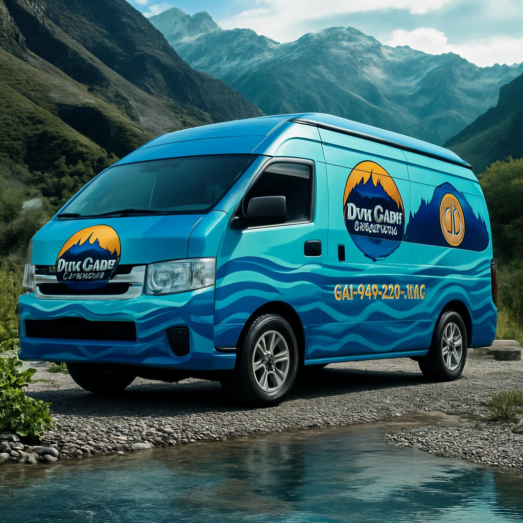 Scenic Adventure Van Wrap with Ocean and Mountain Design