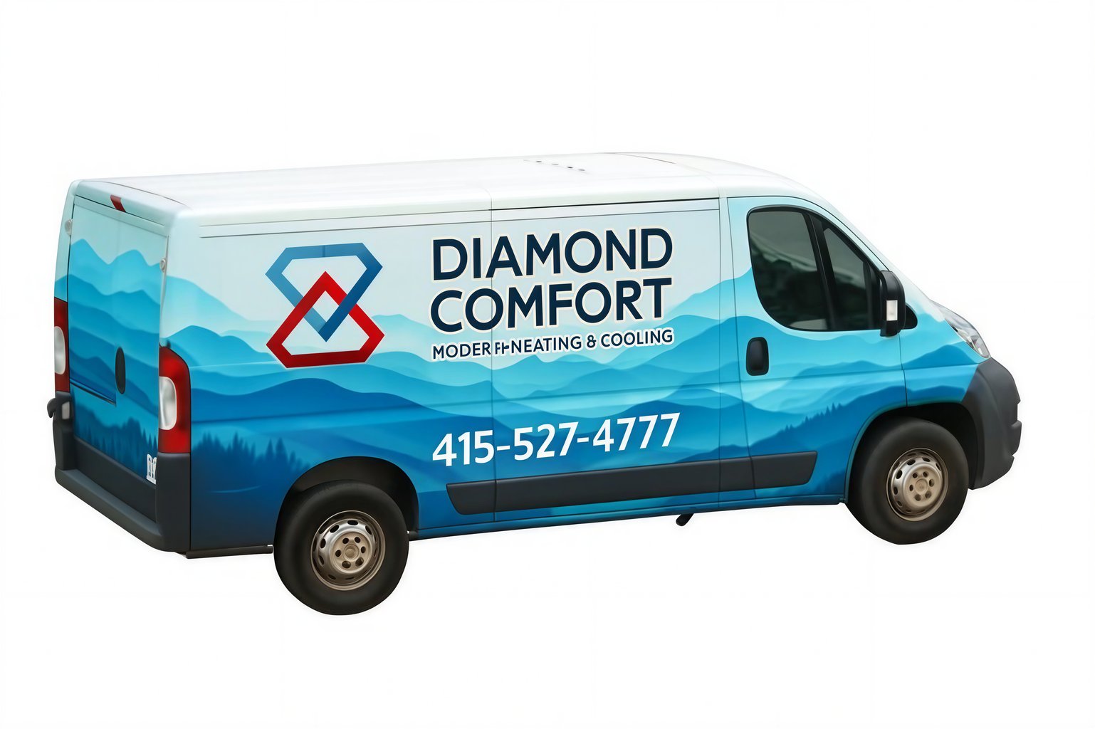 Heating and Cooling Service Van Wrap with Mountain Design