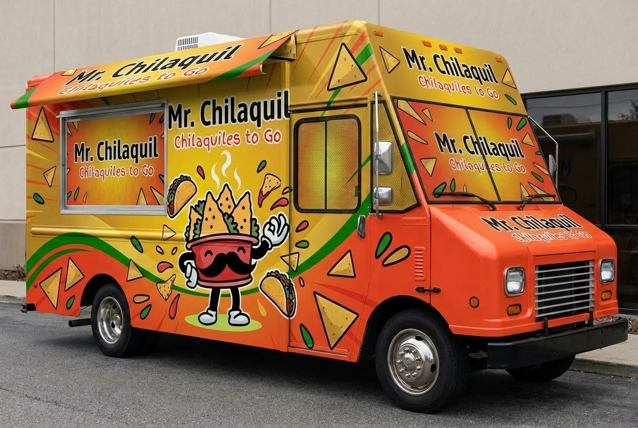Vibrant Food Truck Wrap with Mexican-Inspired Design