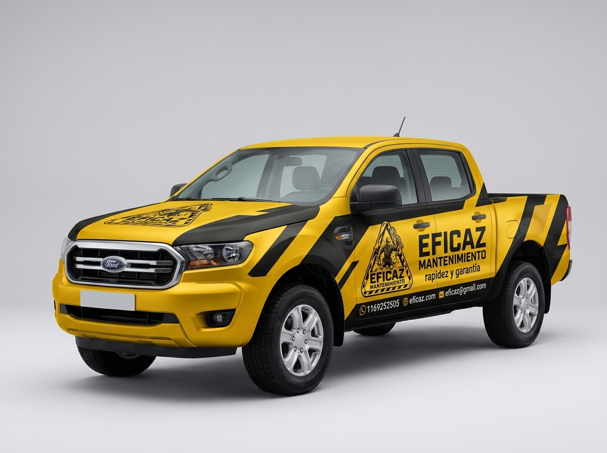 Yellow and Black Pickup Wrap for Maintenance Services