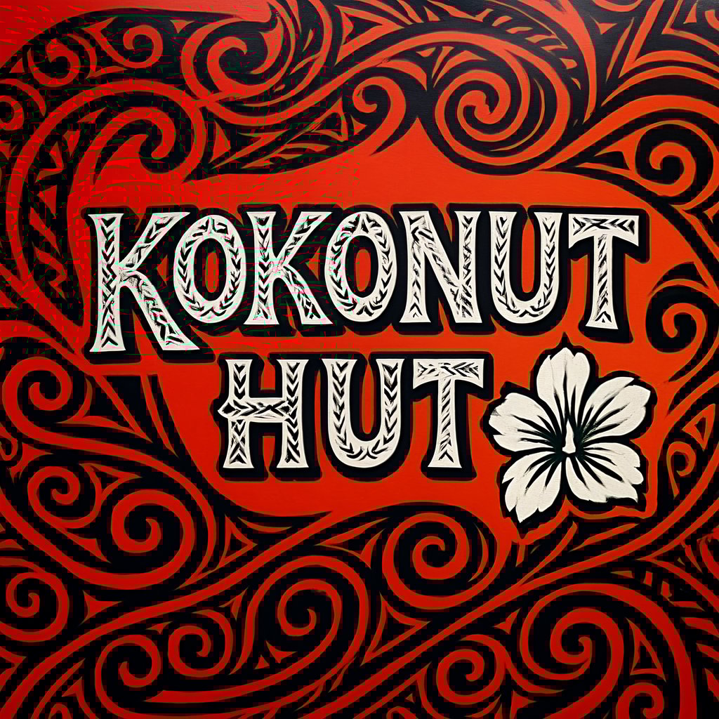 Food trailer with tropical tribal design in red and orange