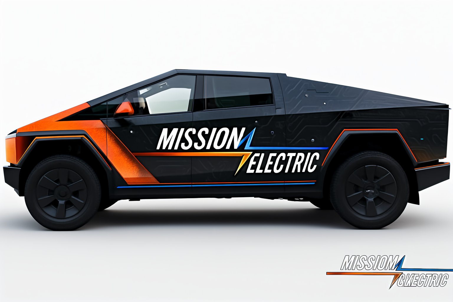 Electric utility truck wrap with vibrant cyber design
