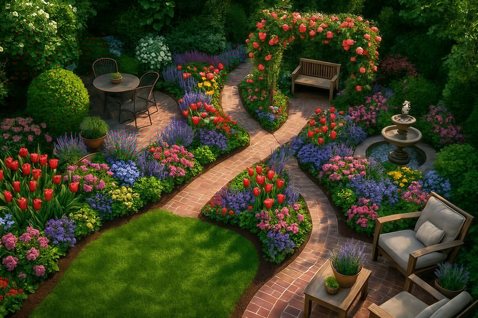 A professionally designed yard with new landscaping.