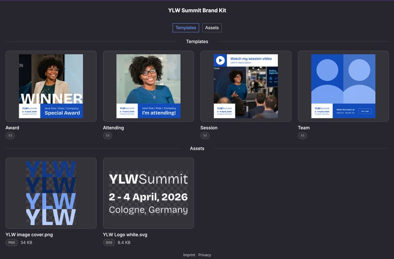Screenshot of a Campaign gallery with Asset cards next to Design Generators