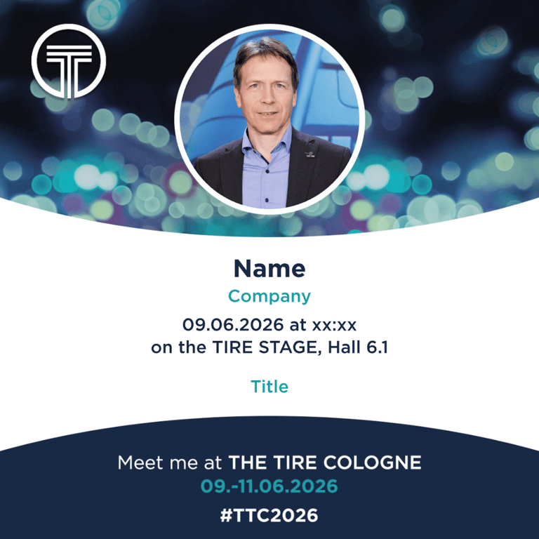 Social media template for The TIRE Cologne 2026