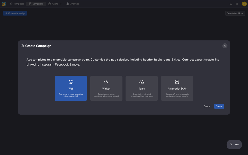 Screenshot of the "Create Campaign" window
