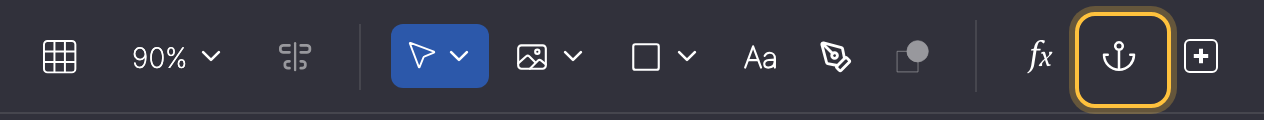 Toolbar with the anchoring tool highlighted.
