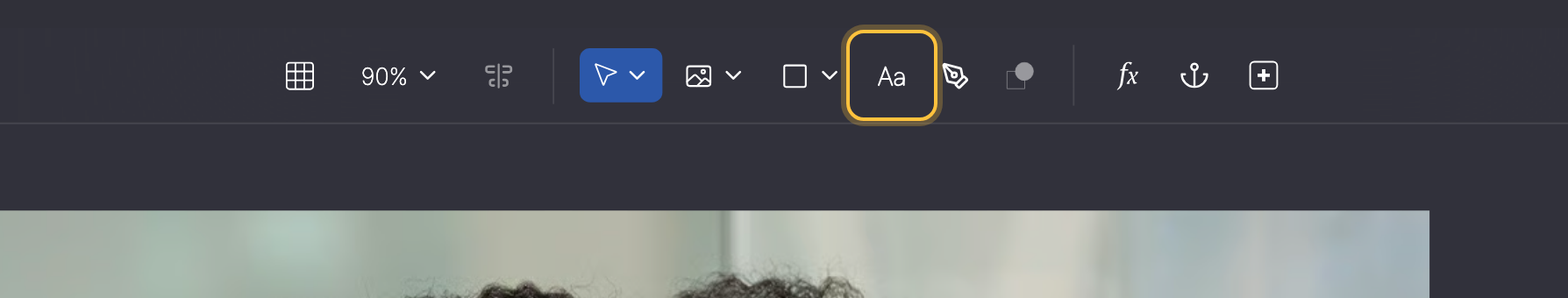 Toolbar with the Add text tool (Aa) highlighted.