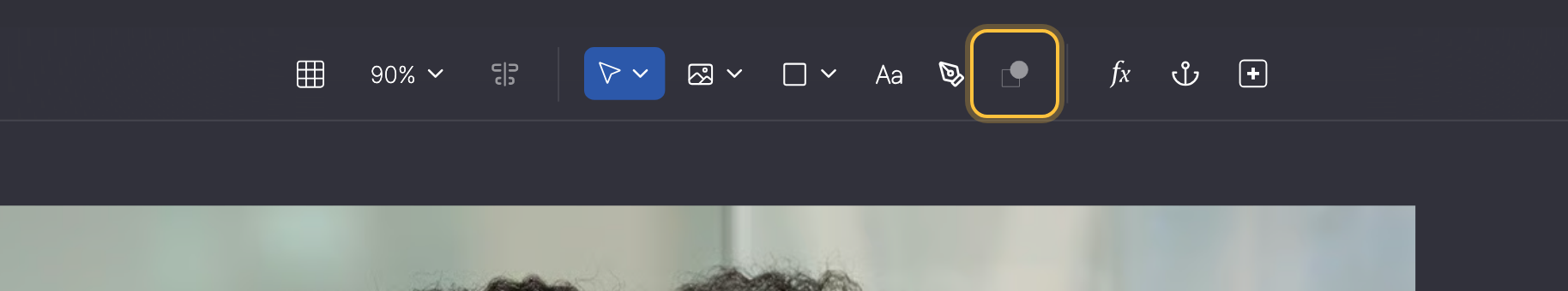Toolbar with the Mask elements tool highlighted.