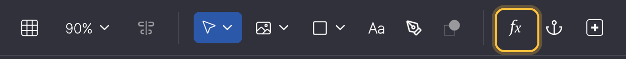 Toolbar with the Connect expressions tool (italic fx) highlighted.