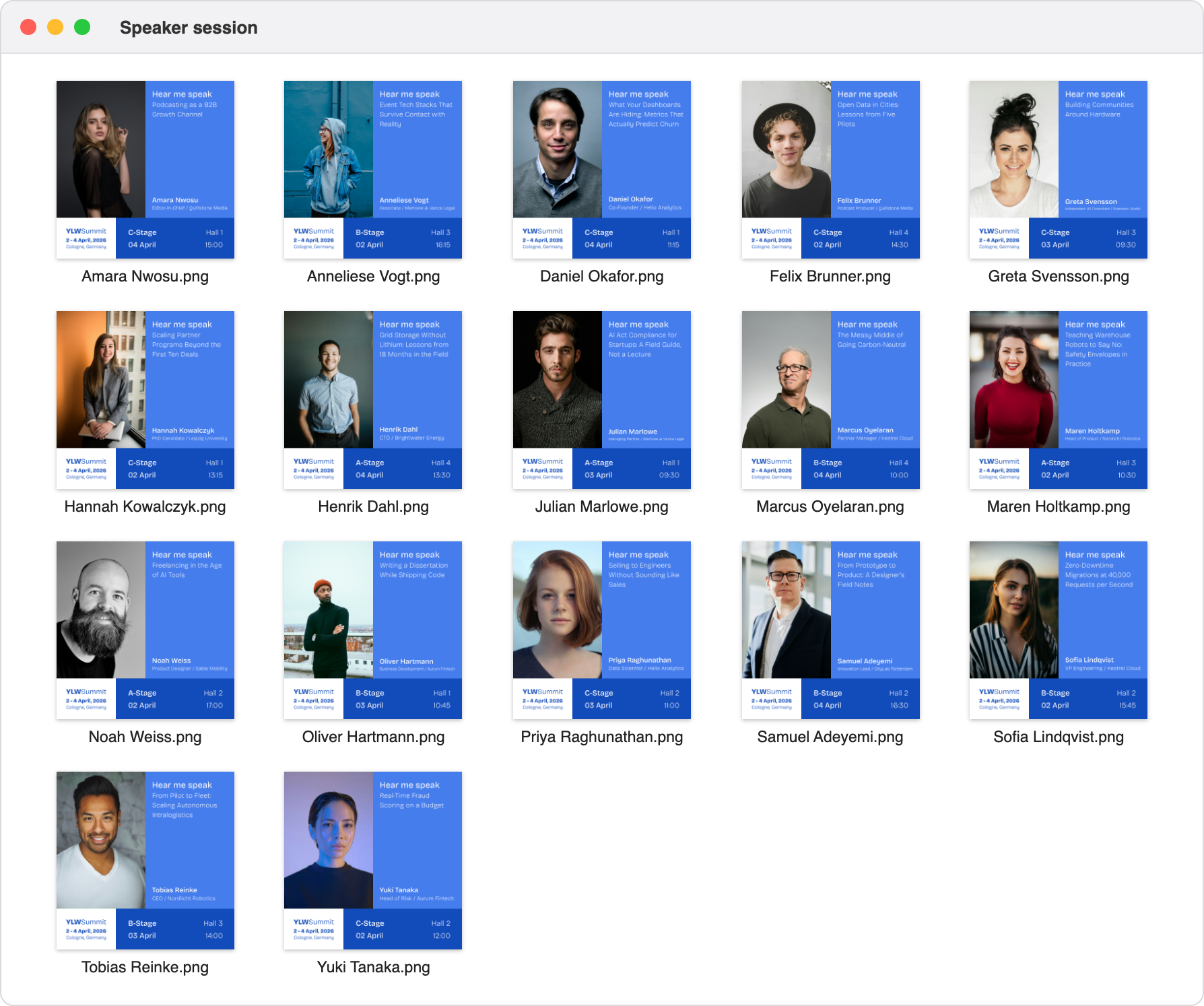 The unzipped ZIP file: one PNG per speaker, each named after the speaker.