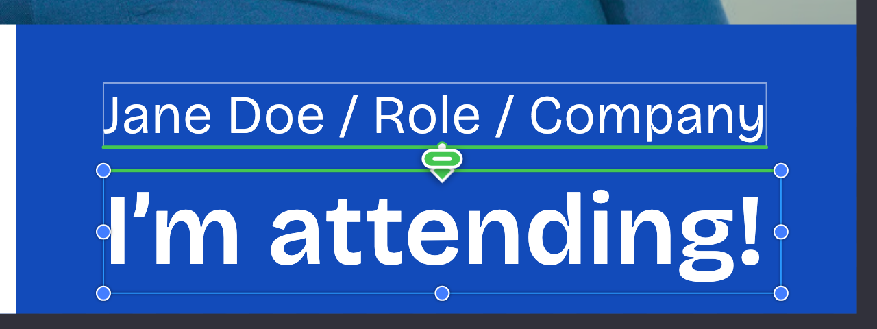 Canvas: the lower text is connected to the bottom of the upper text with a gap.