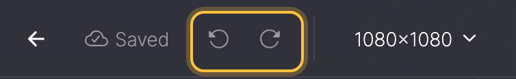 Toolbar oben links mit markierten Buttons Undo und Redo.